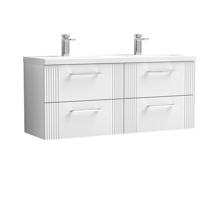Nuie Deco 1200mm Wall Hung 4-Drawer Vanity Unit with Double Basin