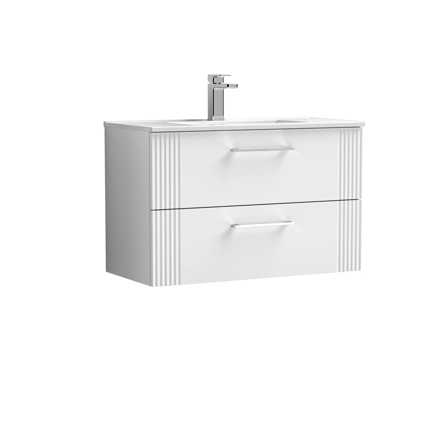 Nuie 800mm Wall Hung 2-Drawer Vanity & Basin With Chrome Handles