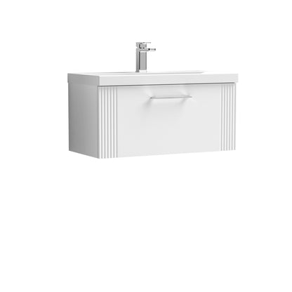 Nuie Deco 800mm Wall Hung Single Drawer Vanity & Mid-Edge Basin with Chrome Handles