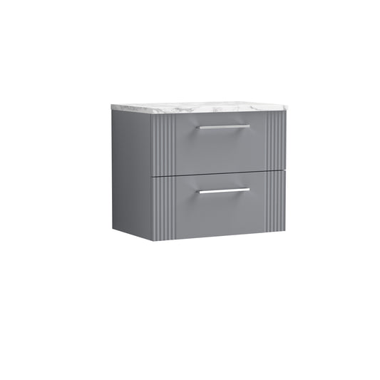 Nuie 600mm Wall Hung 2-Drawer Vanity Unit With Laminate Worktop