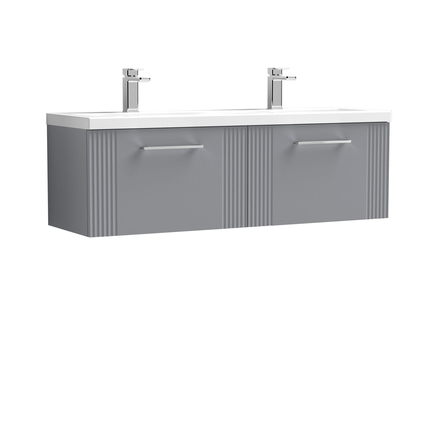 Nuie Deco 1200mm Wall Hung 2-Drawer Vanity & Double Basin With Handles