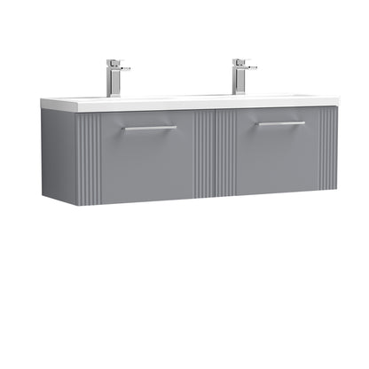 Nuie Deco 1200mm Wall Hung 2-Drawer Vanity & Double Basin With Handles