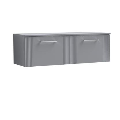 Nuie Deco 1200mm Wall Hung 2-Drawer Vanity & Worktop With Chrome Handles