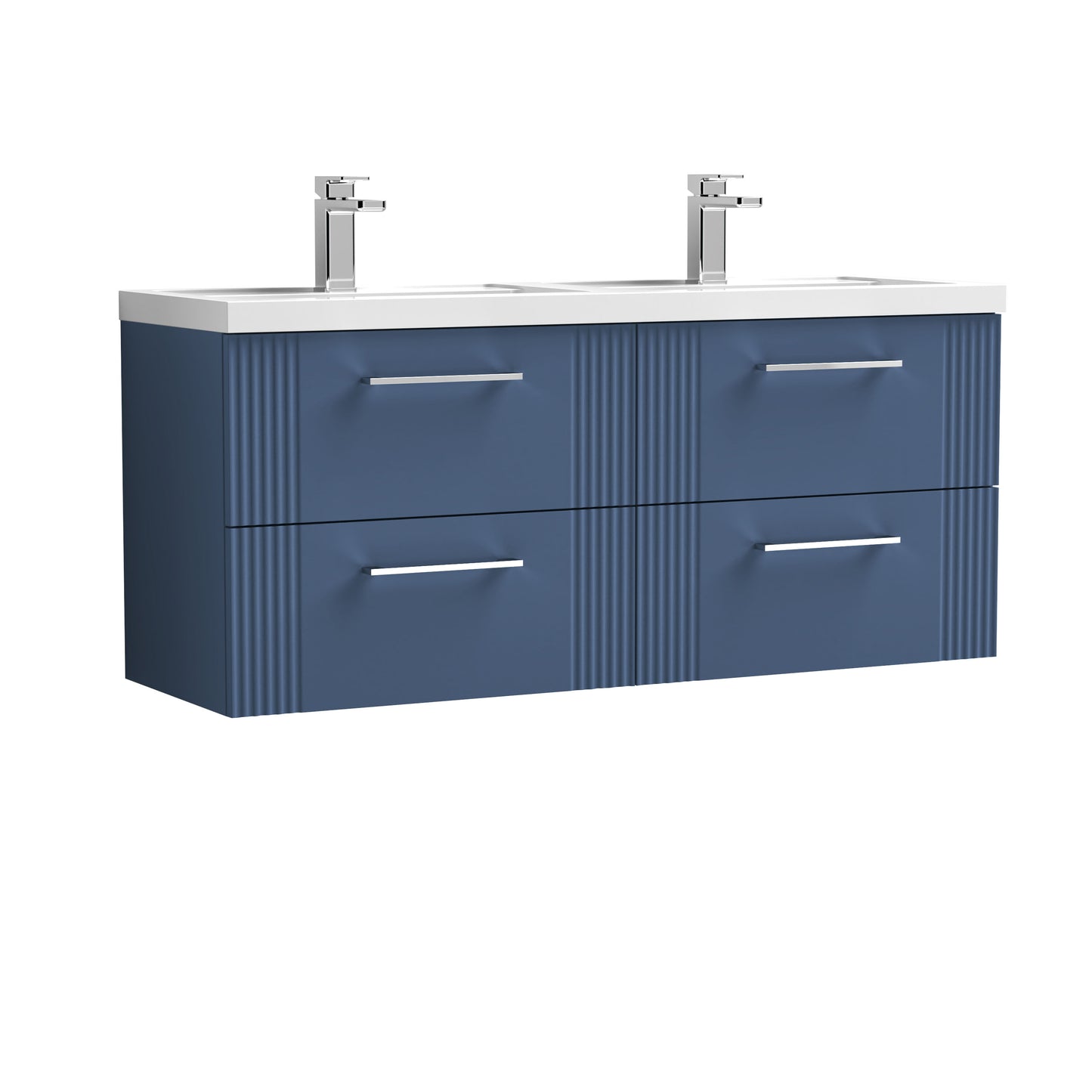 Nuie Deco 1200mm Wall Hung 4-Drawer Double Basin Vanity Unit With Handles