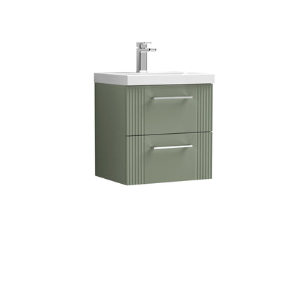 Nuie Deco 500mm Satin Green Wall Hung 2-Drawer Vanity & Basin