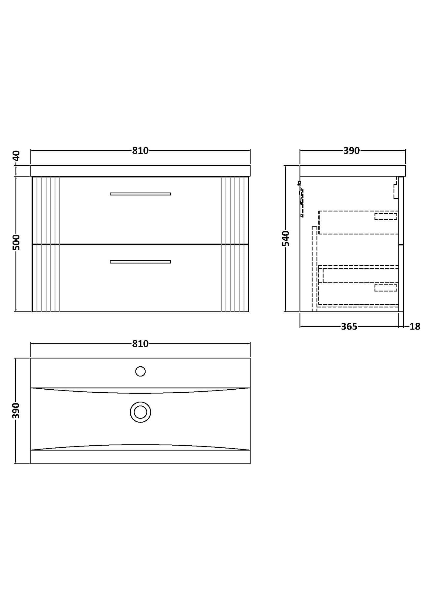 Nuie 800mm Satin Green Fluted Wall Hung 2-Drawer Vanity Unit with Basin With Chrome Handles