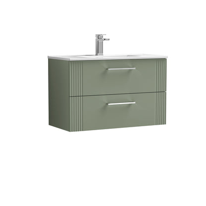 Nuie Deco 800mm Wall Hung 2-Drawer Vanity Unit With Chrome Handles