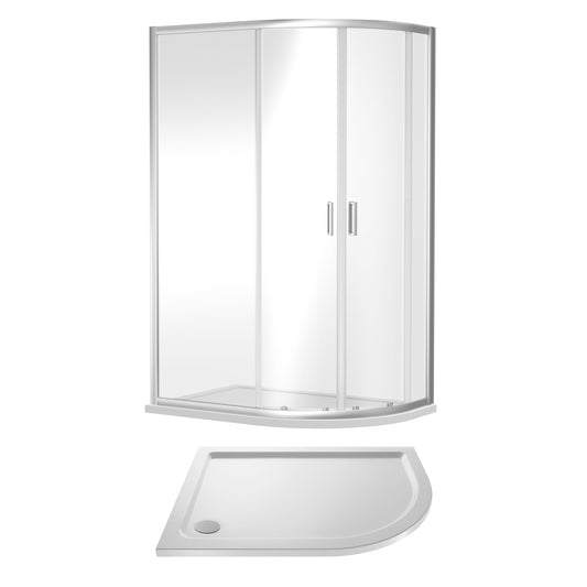 Nuie Rene 1180mm Framed Chrome Right Hand Offset Quadrant Shower Enclosure With Tray