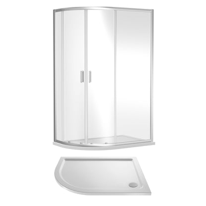 Nuie Rene 1180mm Framed Chrome Left Hand Offset Quadrant Shower Enclosure With Tray