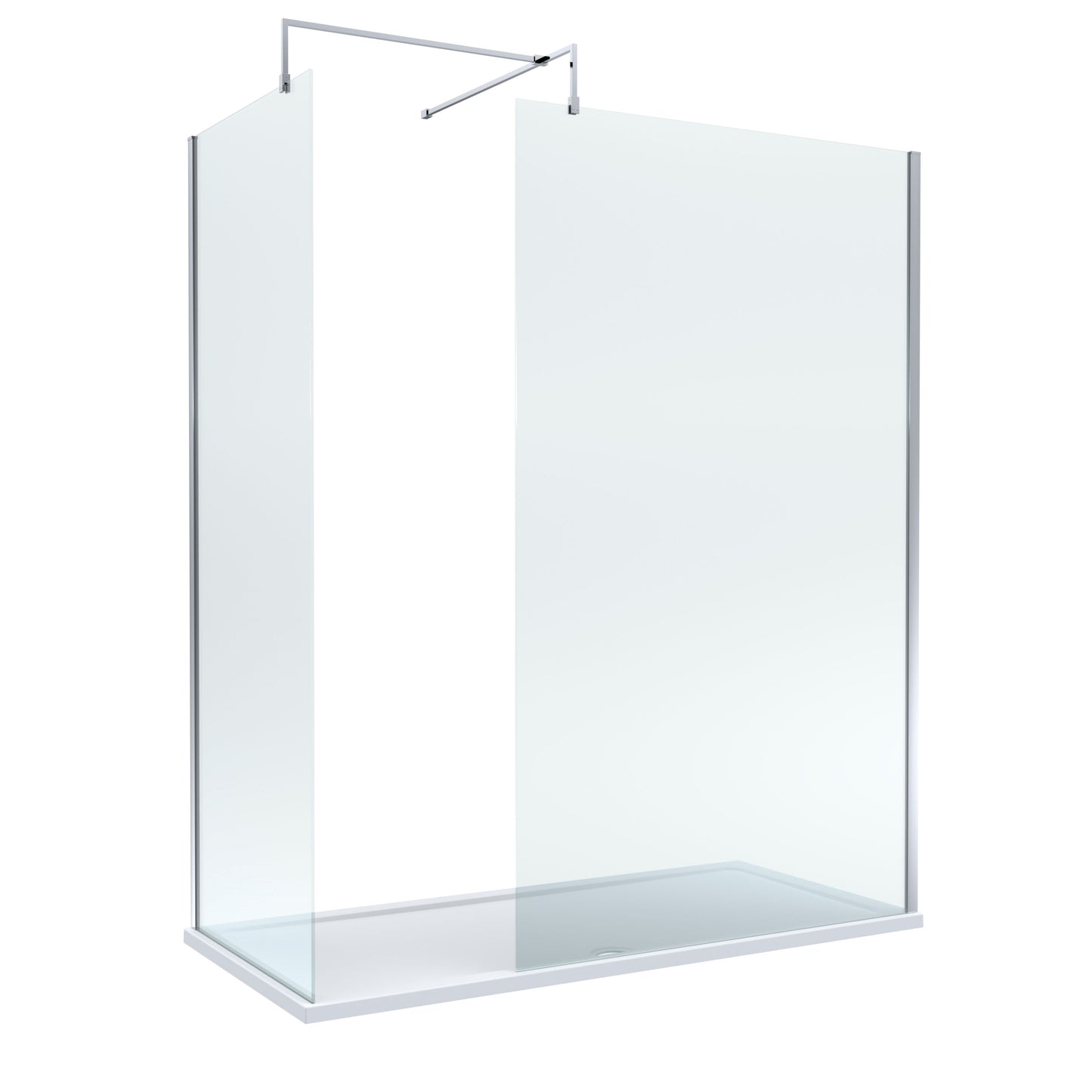 Nuie 1198mm Frameless Walk-In Wetroom Screen Set With Tray