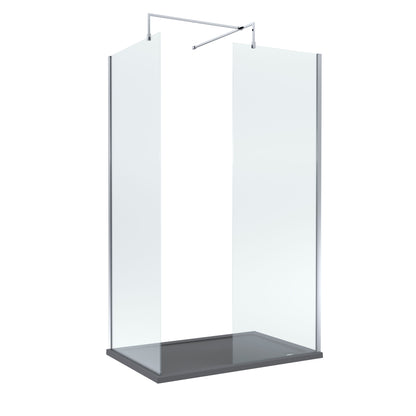 Nuie 800mm Frameless Walk-In Wetroom Screen Set With Slate Grey Tray