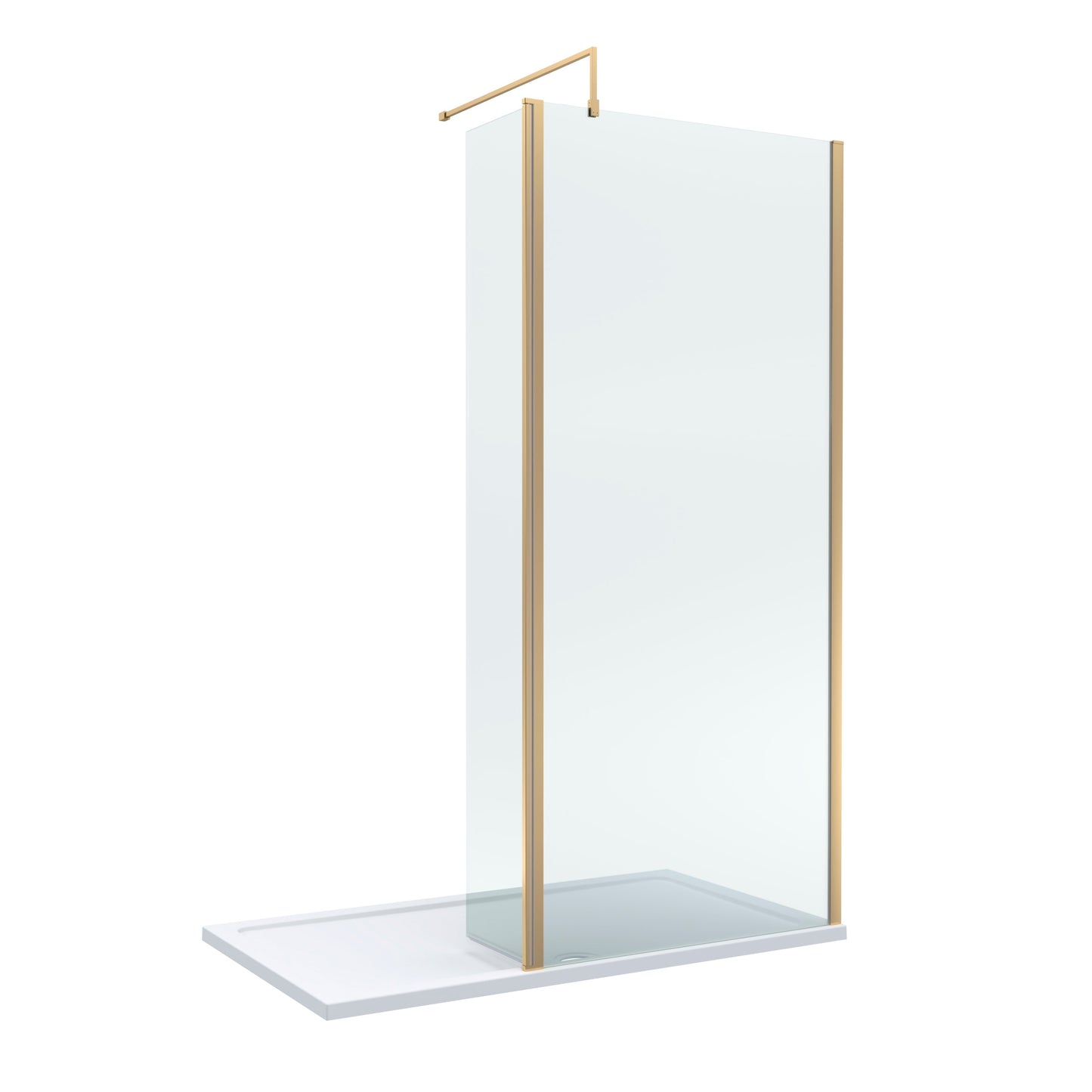 Contemporary 8mm Glass Walk In Wetroom Screen and Hinged Return Screen and Shower Tray - Choice of Size and Finish