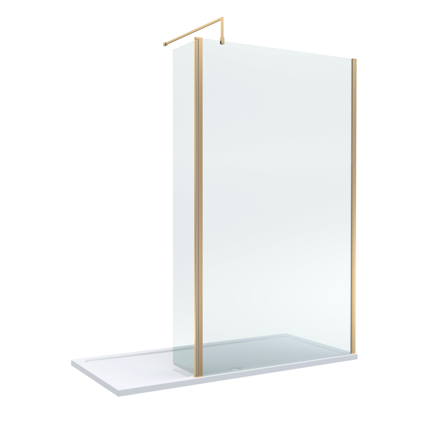 Contemporary 8mm Glass Walk In Wetroom Screen and Hinged Return Screen and Shower Tray - Choice of Size and Finish