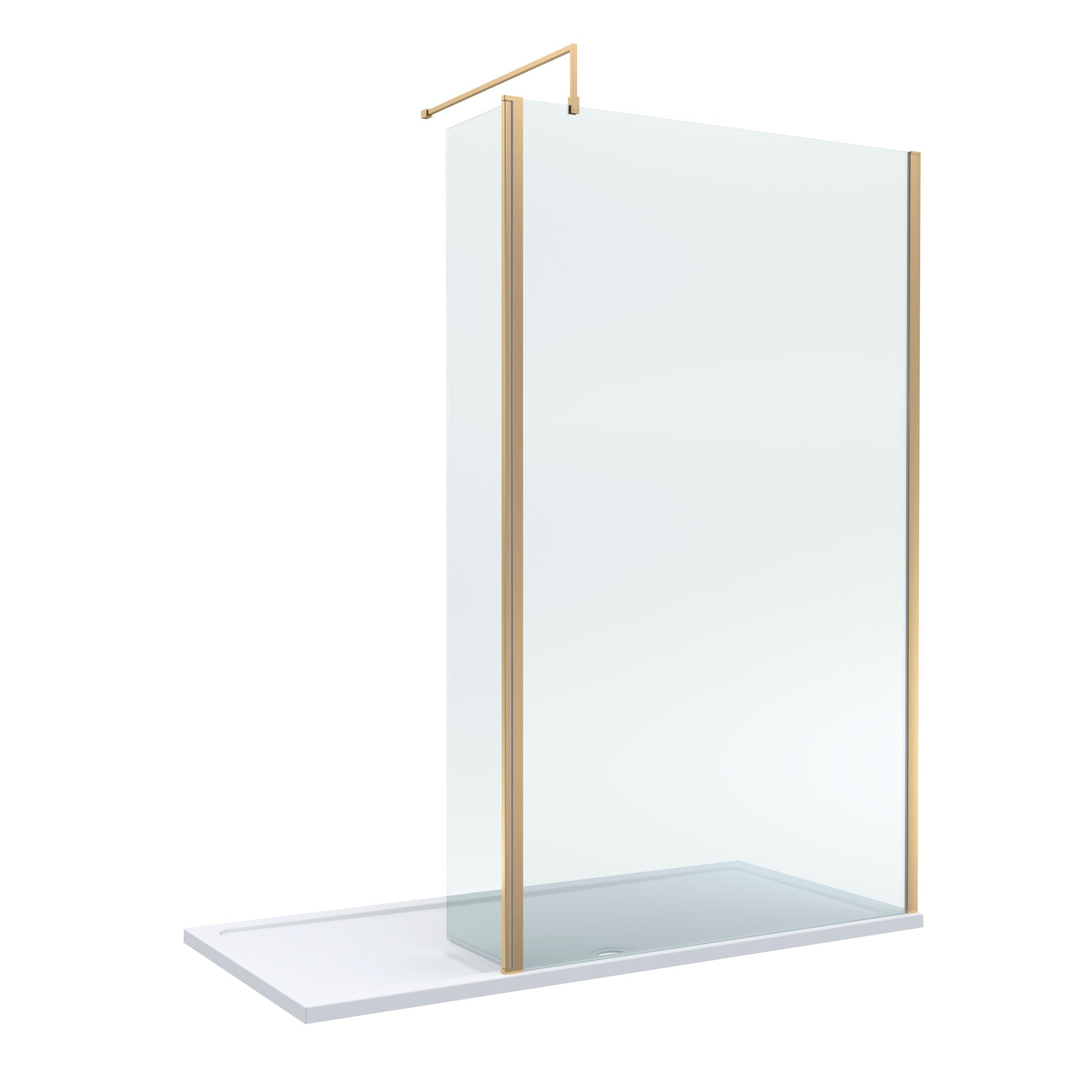 Contemporary 8mm Glass Walk In Wetroom Screen and Hinged Return Screen and Shower Tray - Choice of Size and Finish