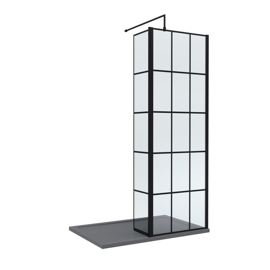 Nuie 700mm Framed Walk-In Wetroom Return Screen With Slate Grey Tray