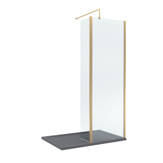 Nuie 700mm Walk-In Wetroom Return Screen With Slate Grey Tray