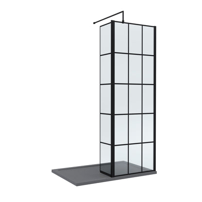 Nuie 700mm Walk-In Wetroom Return Screen With Slate Grey Tray