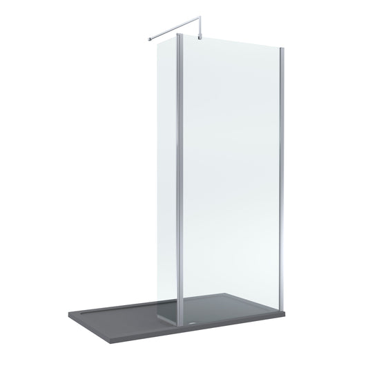 Nuie 900mm Framed Walk-In Wetroom Return Screen With Slate Grey Tray