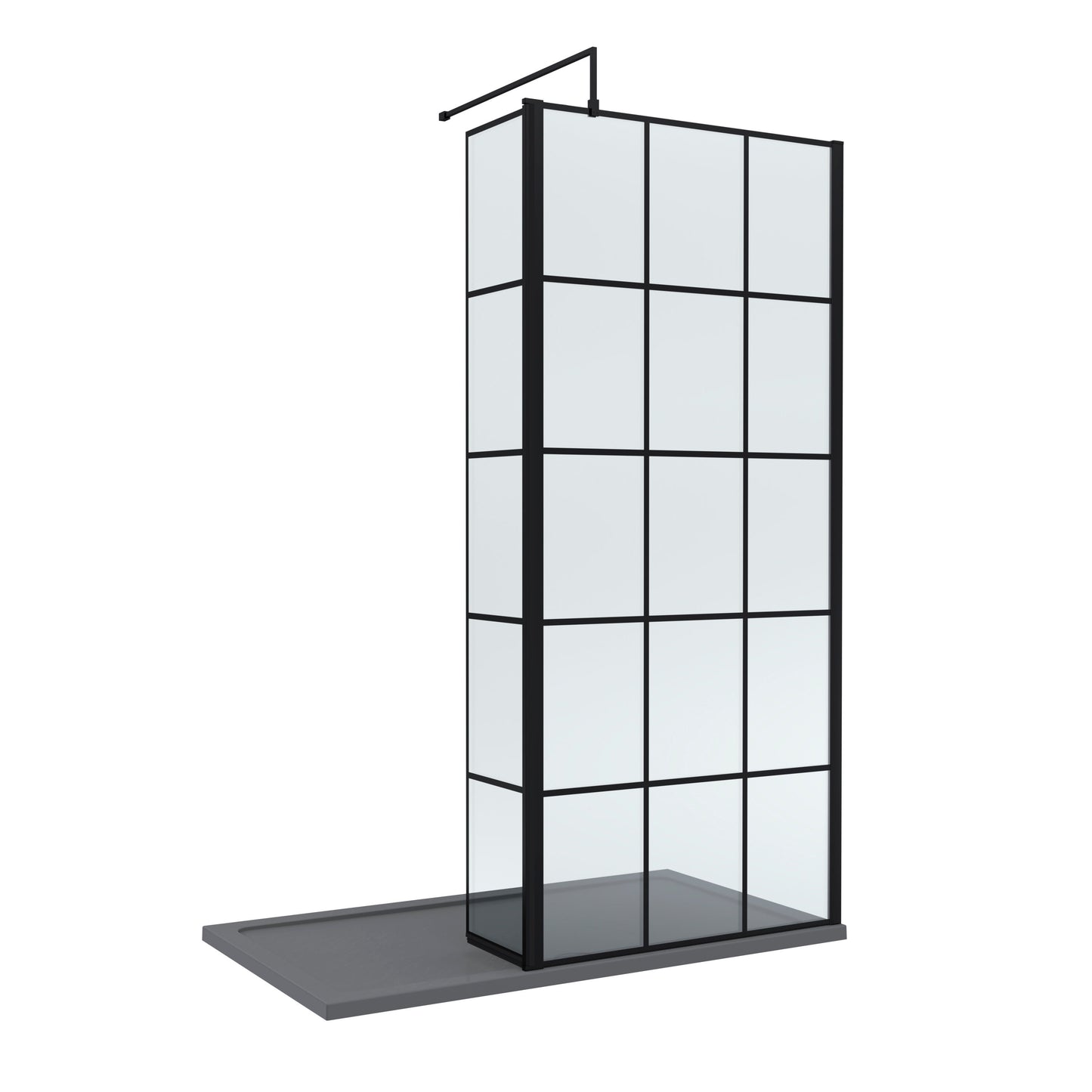 Nuie 900mm Framed Walk-In Wetroom Return Screen With Slate Grey Tray