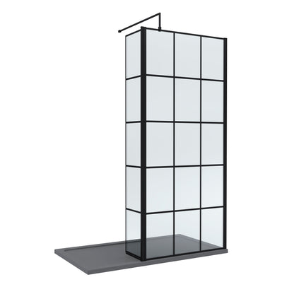 Nuie 900mm Framed Walk-In Wetroom Return Screen With Slate Grey Tray