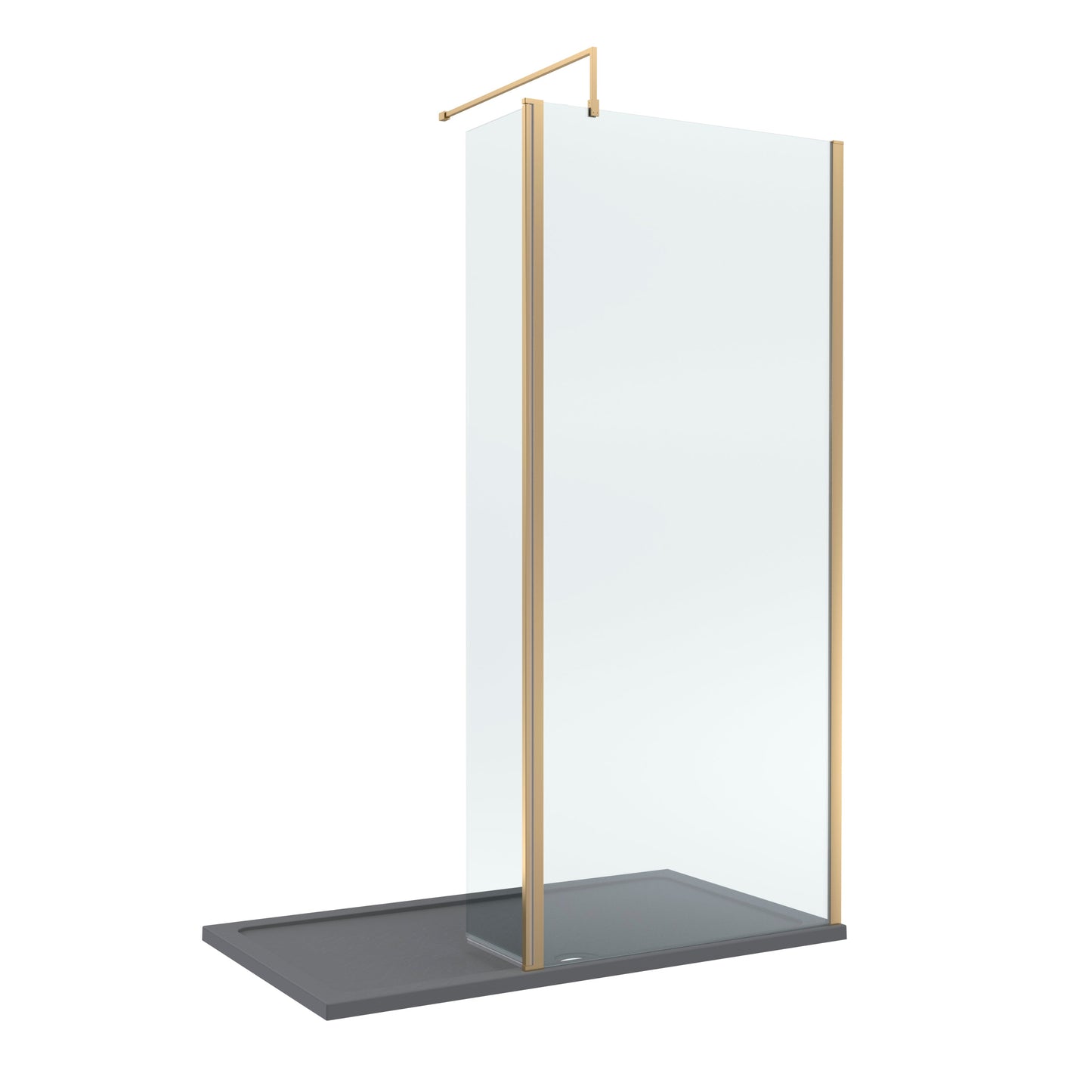 Contemporary 8mm Glass Walk In Wetroom Screen and Hinged Return Screen and Shower Tray - Choice of Size and Finish