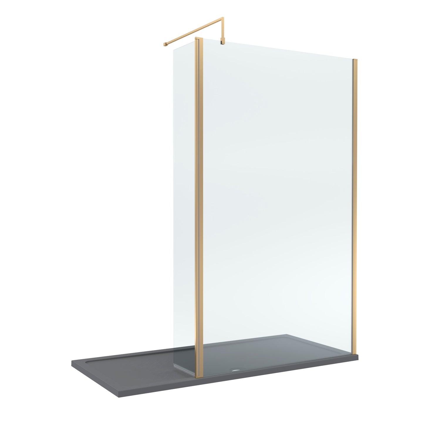 Contemporary 8mm Glass Walk In Wetroom Screen and Hinged Return Screen and Shower Tray - Choice of Size and Finish