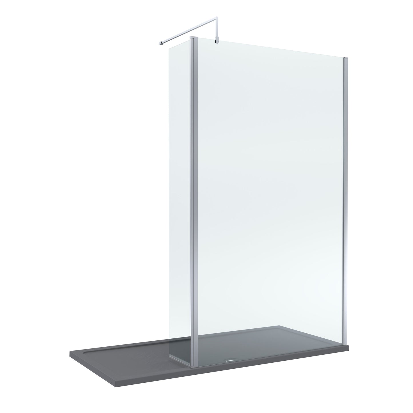 Nuie 1198mm Framed Walk-In Wetroom Return Screen With Slate Grey Tray