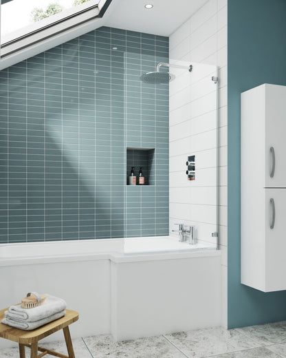Nuie 782mm Semi-Frameless Chrome Bath Screen