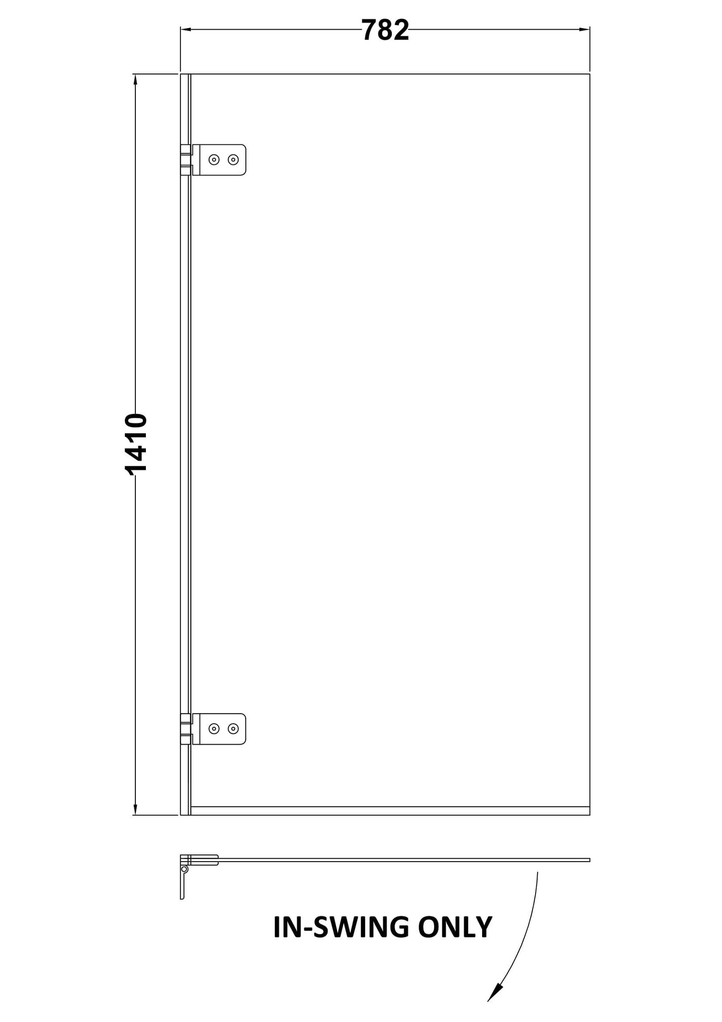 Nuie 782mm Semi-Frameless Chrome Bath Screen