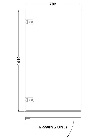 Nuie 782mm Semi-Frameless Chrome Bath Screen