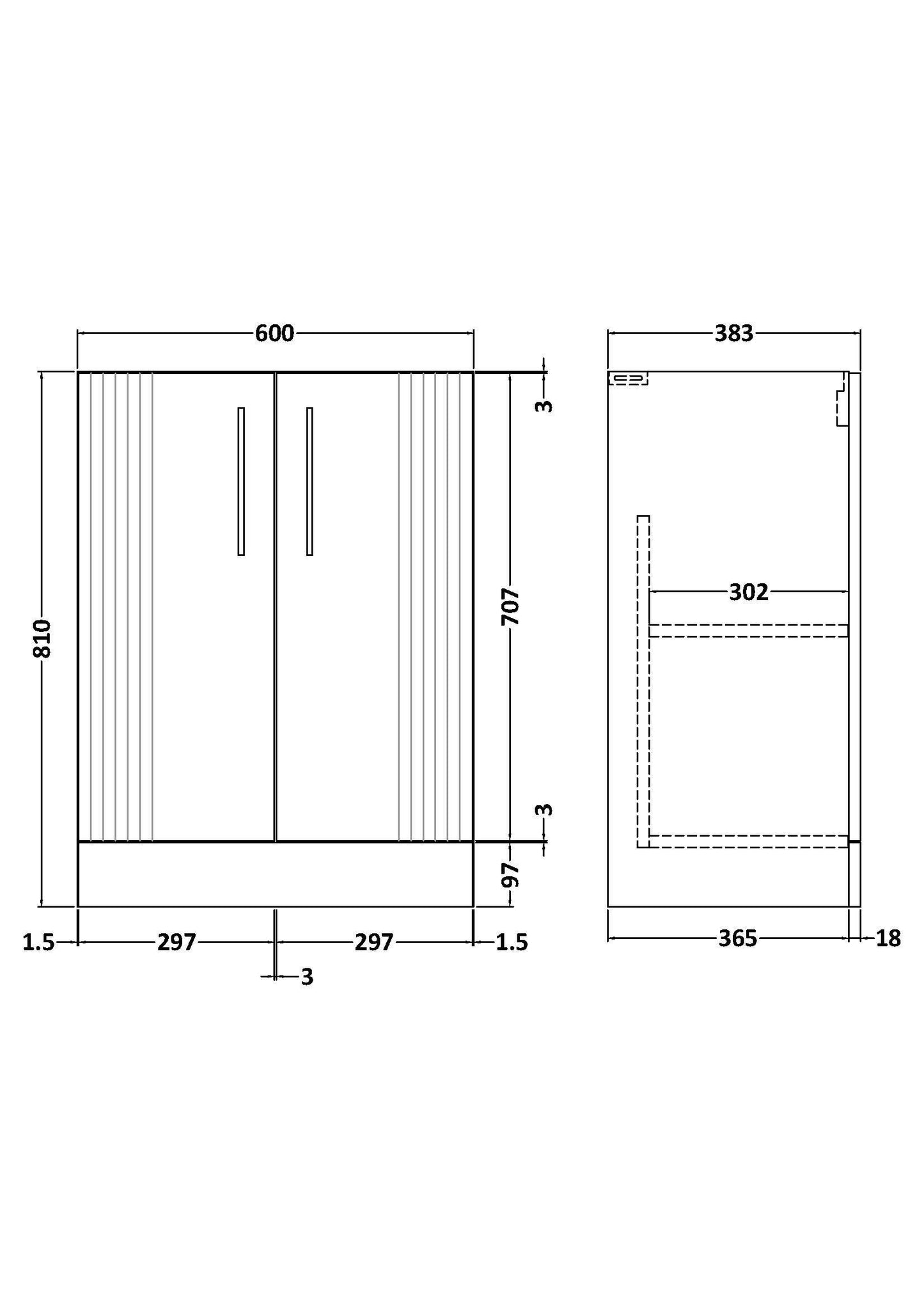 Deco 600mm Floor Standing 2-Door Unit