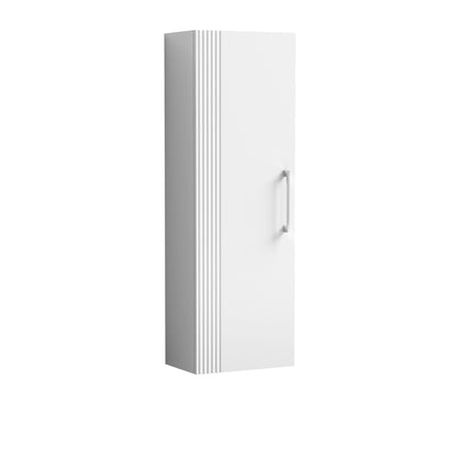Nuie Deco 400mm 1 Door Satin White Wall Hung Tall Cabinet With Handles