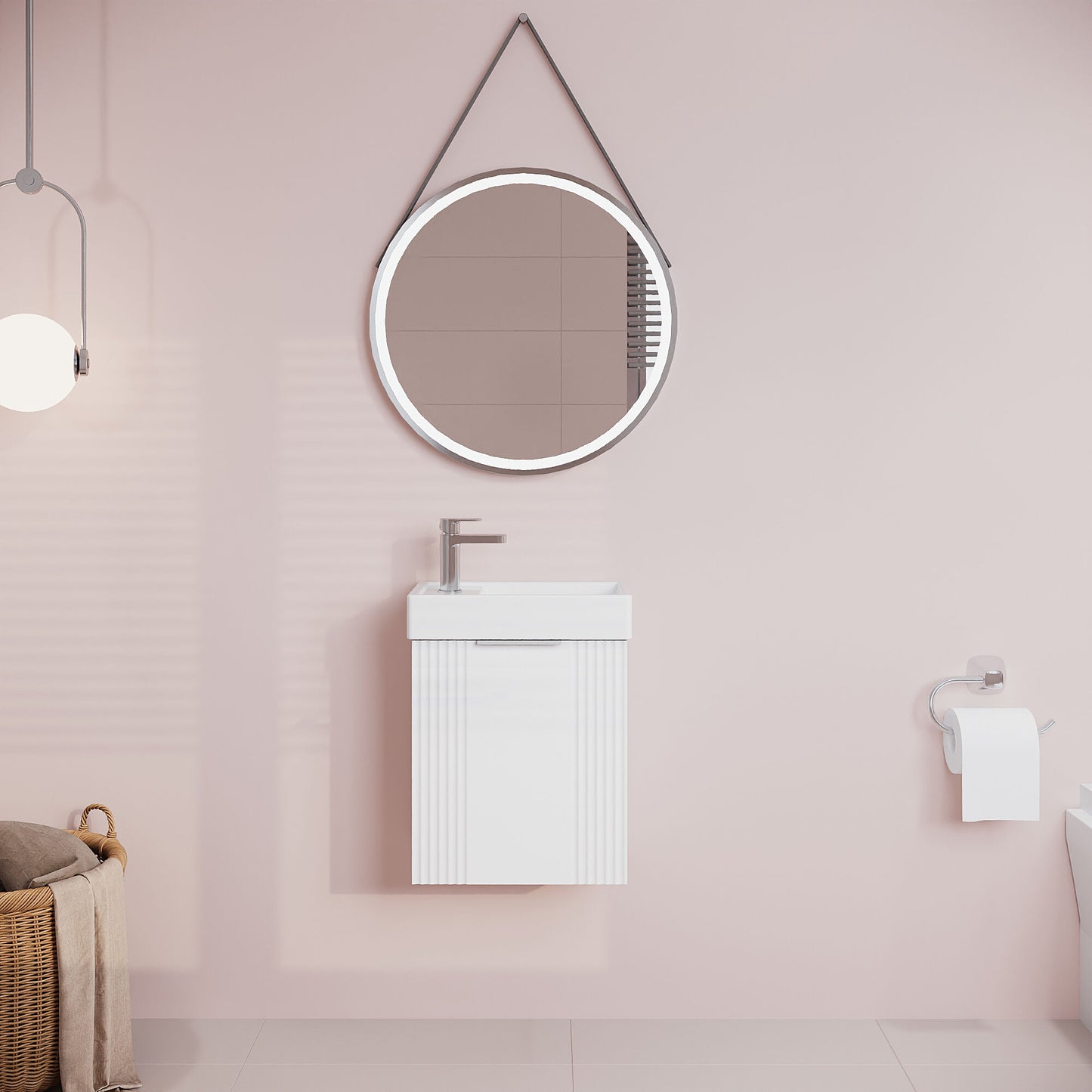 Deco Compact Wall Hung 1 Door Vanity Basin Unit & Ceramic Basin, 400mm