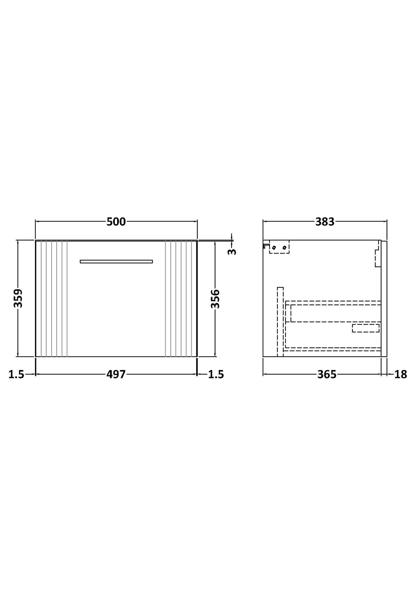 Deco 500mm Wall Hung Single Drawer Unit