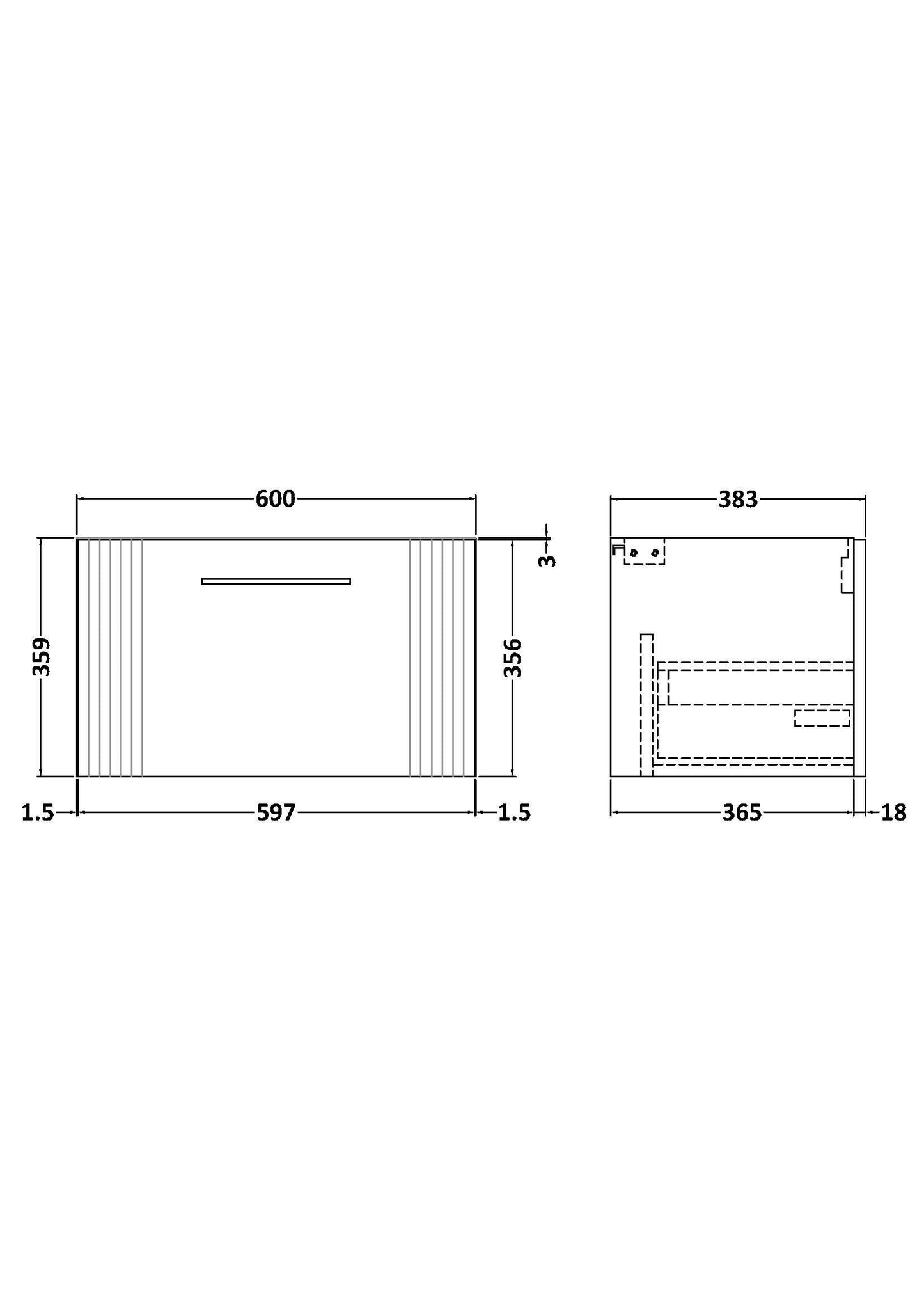 Deco 600mm Wall Hung Single Drawer Unit