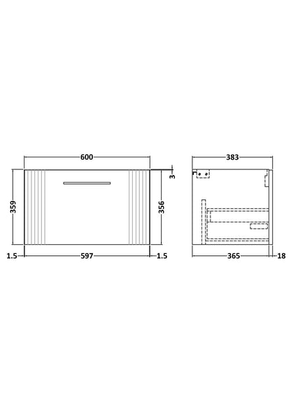 Deco 600mm Wall Hung Single Drawer Unit