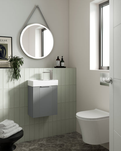 Deco Compact Wall Hung 1 Door Vanity Basin Unit & Ceramic Basin, 400mm