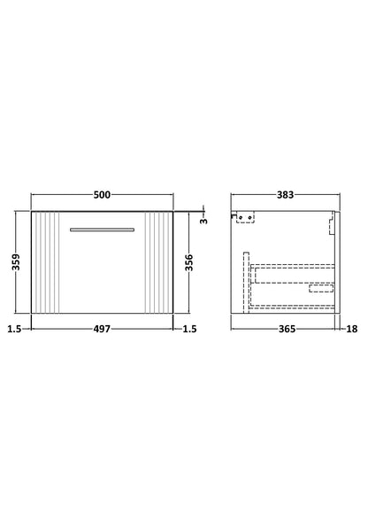 Deco 500mm Wall Hung Single Drawer Unit