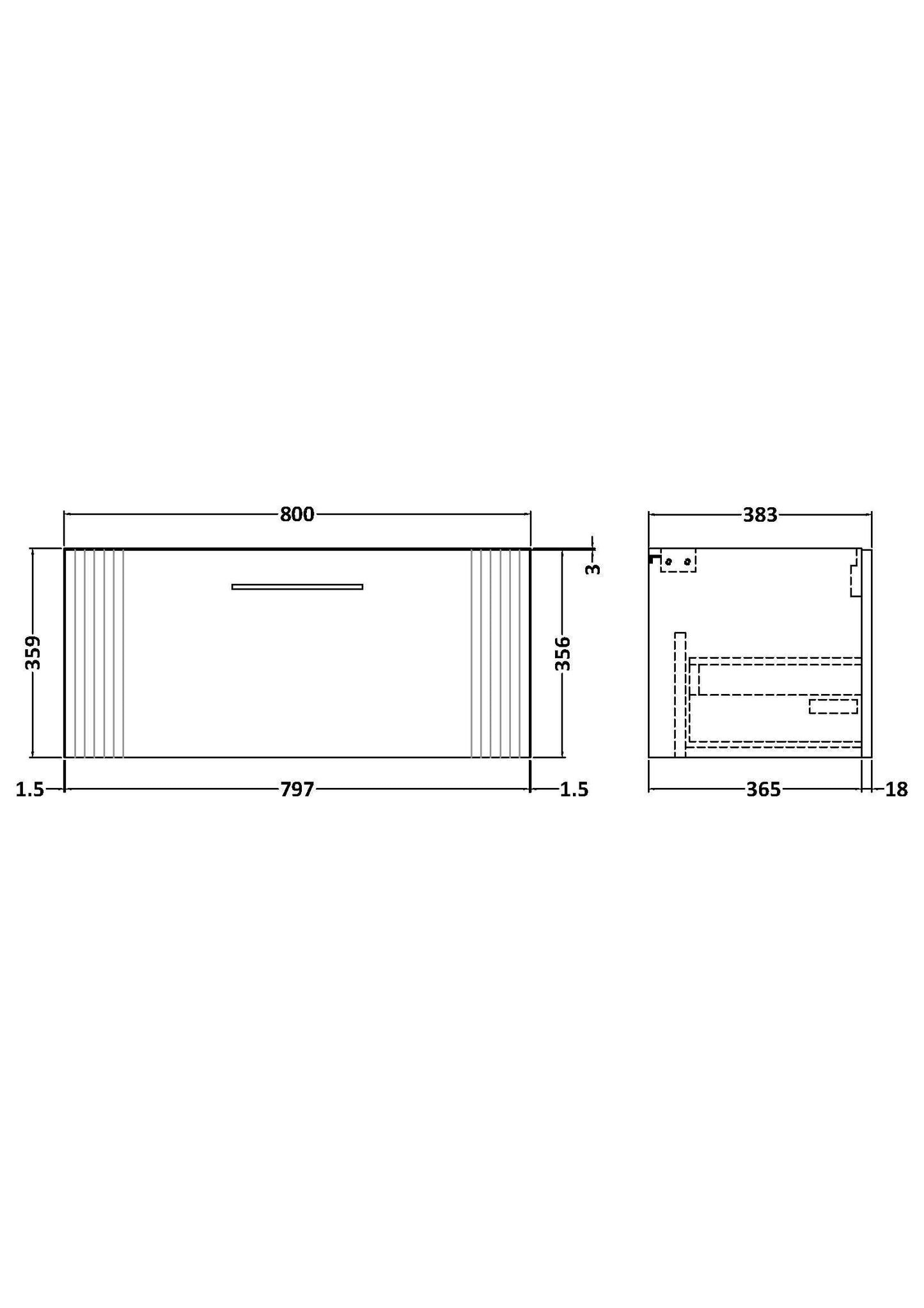 Deco 800mm Wall Hung Single Drawer Unit