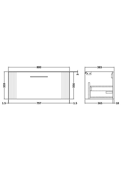 Deco 800mm Wall Hung Single Drawer Unit