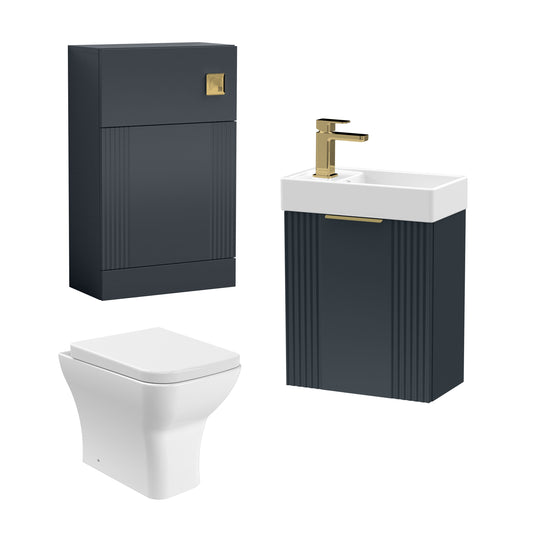 Nuie 400mm Wall Hung Cloakroom Unit With Soft Close Toilet, Tap, Cistern & Flush Plate