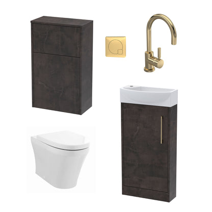 Nuie 440mm Floor Standing Vanity Unit with Toilet, Soft Close Seat, Tap, Cistern, Flush Plate & Waste