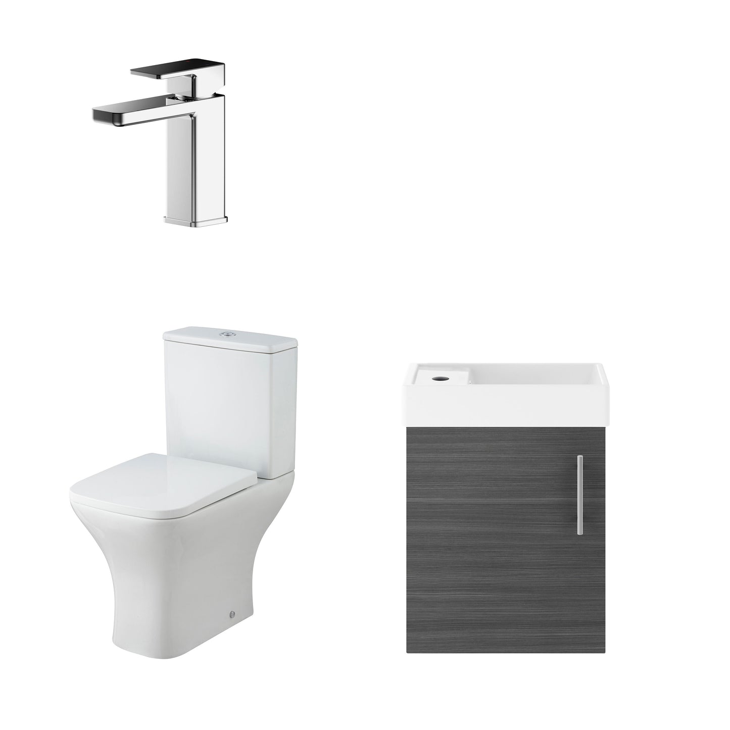Nuie Wall Hung 400mm Vanity Unit Toilet & Tap Set with Soft Close Seat & Waste