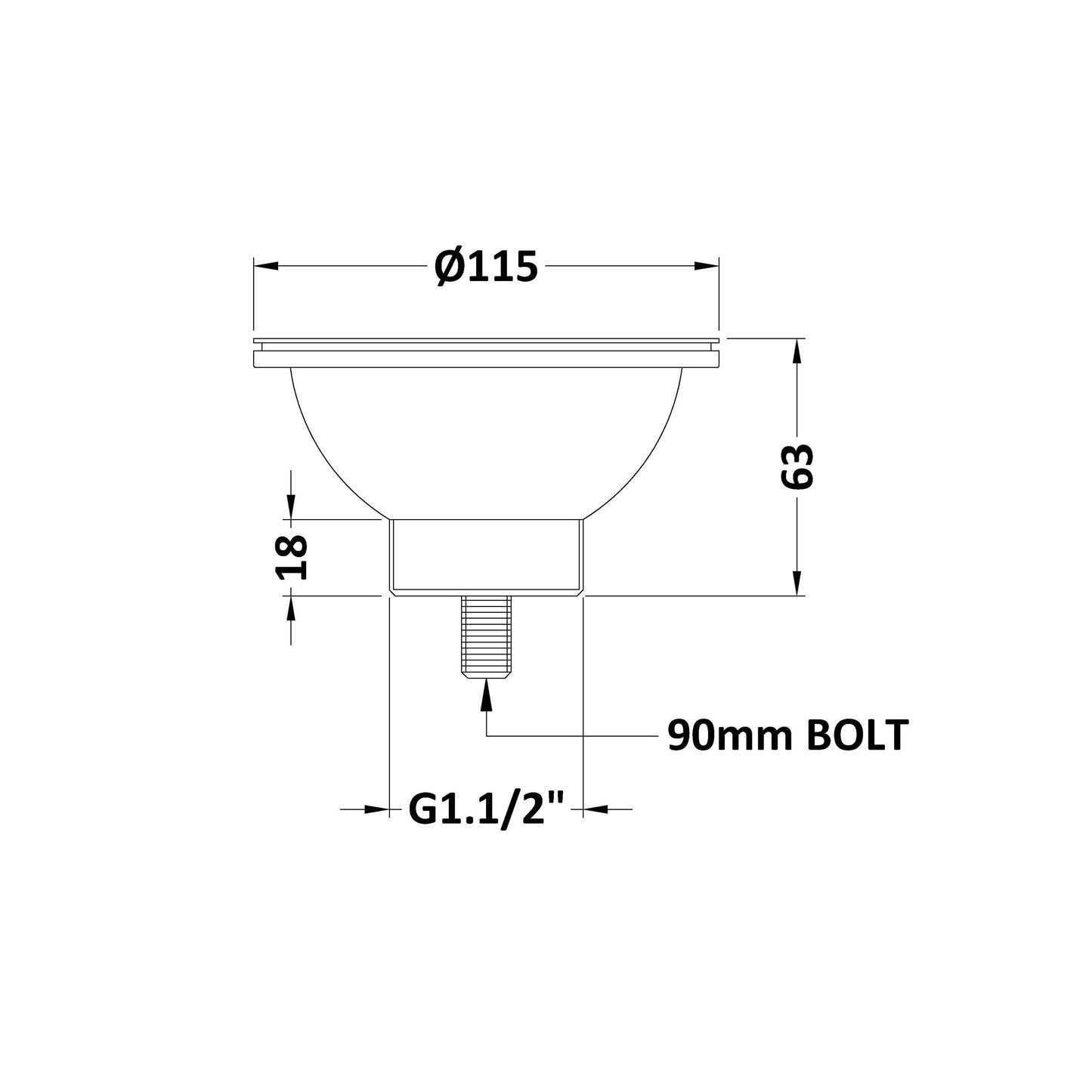 Nuie 90mm Basket Strainer Kitchen Sink Fireclay Waste With Overflow