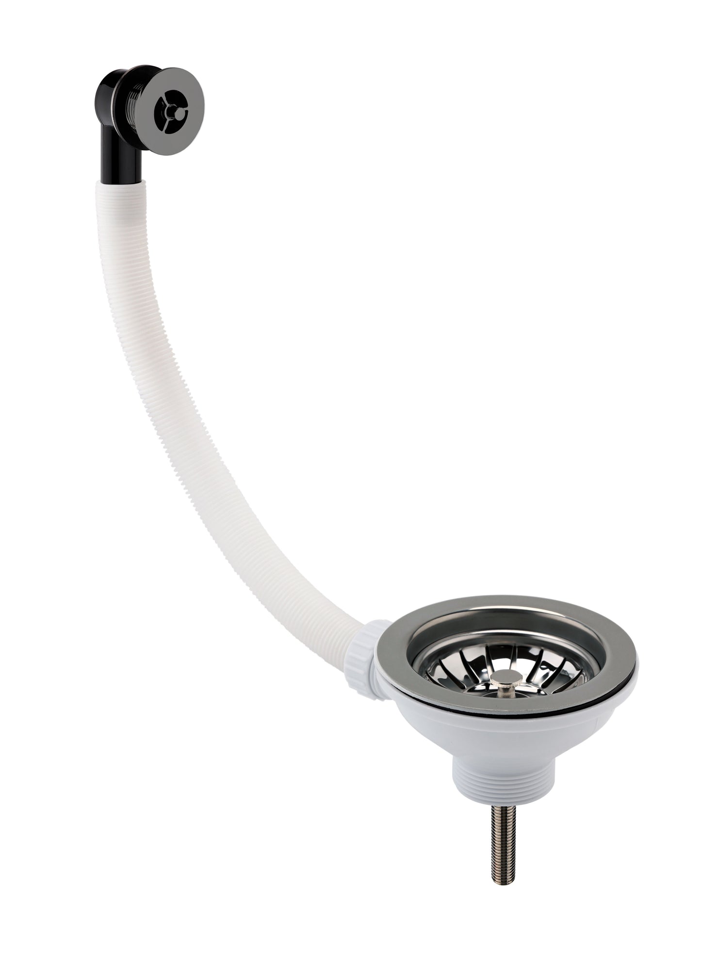 Nuie 90mm Brushed Pewter Basket Strainer Kitchen Sink Fireclay Waste With Overflow