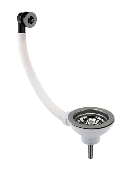 Nuie 90mm Brushed Pewter Basket Strainer Kitchen Sink Fireclay Waste With Overflow