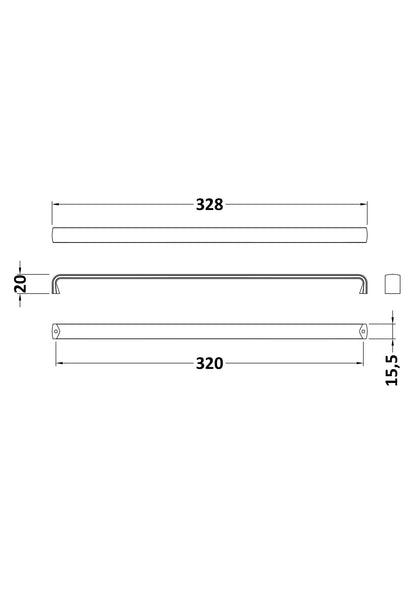 328mm D Handle Chrome