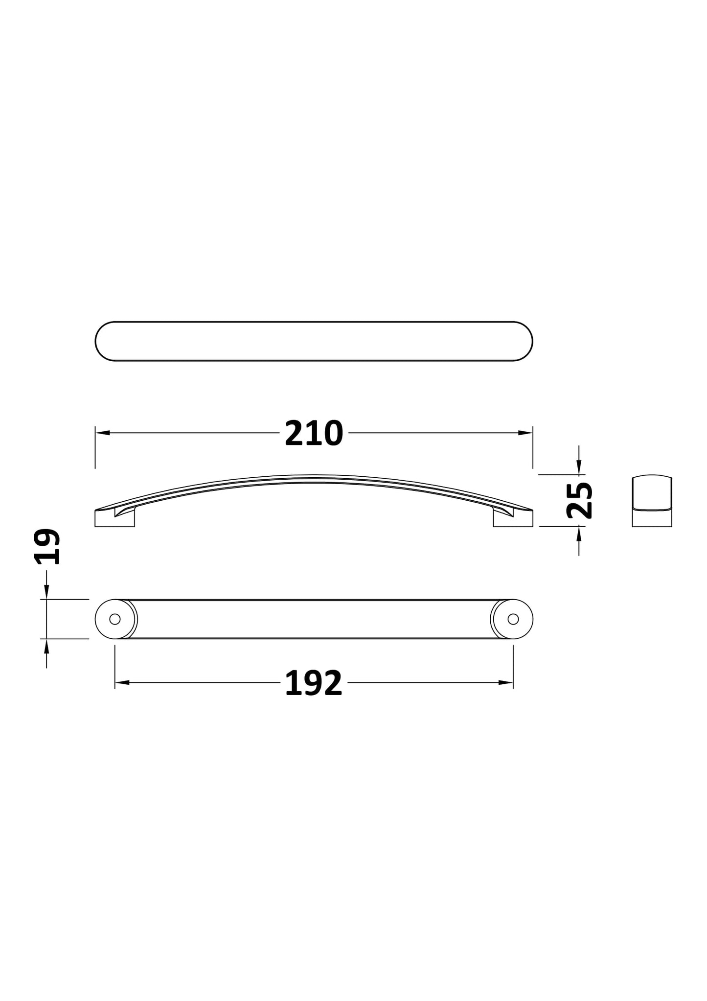 210mm D Shape Bar Handle