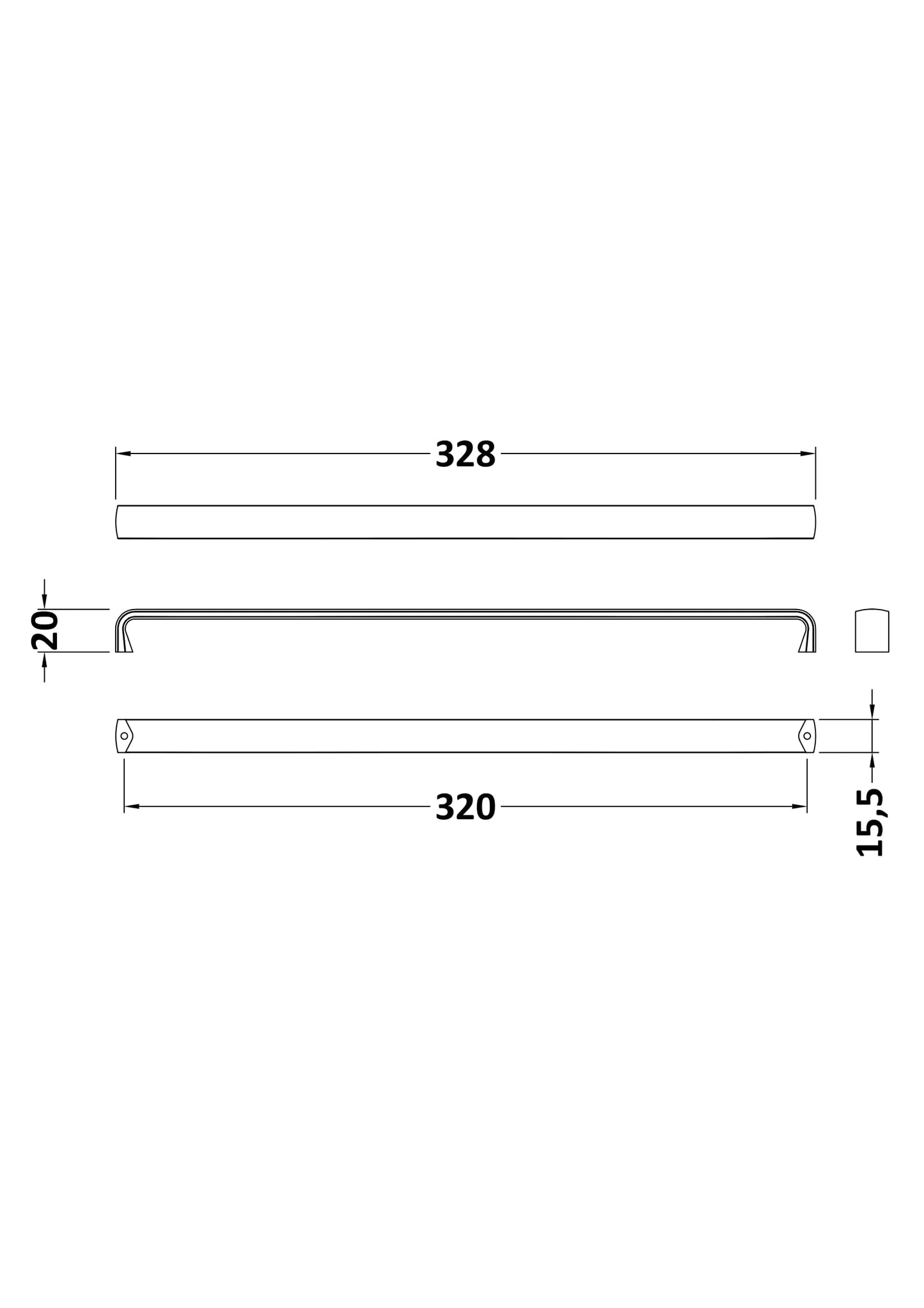 328mm D Handle Brushed Brass