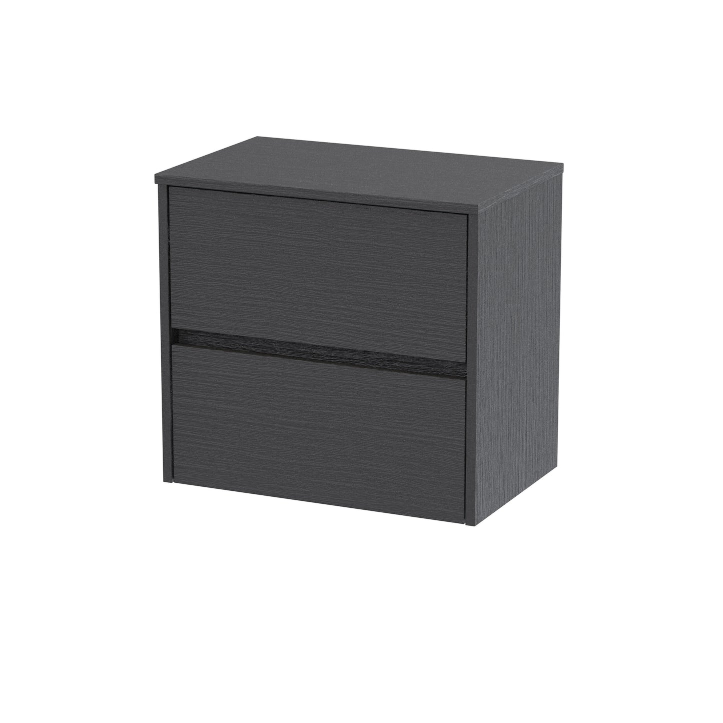 Nuie Havana 600mm Graphite Grey Wall Hung 2 Drawer Unit with Colour Match Worktop